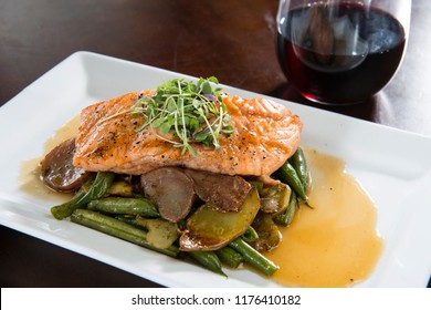 Bourbon Glazed Salmon And Red Wine 

