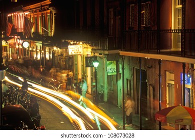 Bourbon Street At Night, New Orleans, Louisiana