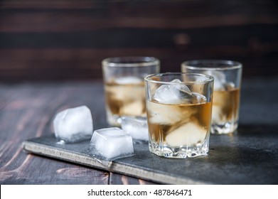 Bourbon Whiskey With A Sphere Ice Cube