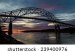 Bourne Bridge in Cape Cod at Sunset