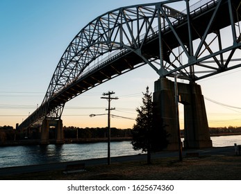 Bourne Bridge On Cape Cod At Dusk