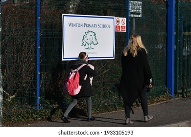 Bournemouth, UK March 09, 2021 Parents Take Their Children To School As The Government Reopened Schools After The Lockdown; But Thousands Of Covid-19 Cases Are Still Reported Across The Country.