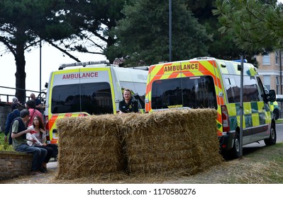 Bournemouth, UK September 01, 2018 South Western Ambulance Service NHS Foundation Trust Keeps Their Emergency Services Ready At The Airshow 