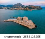 Bourtzi fortress and panorama view of Greek town Nafplio.