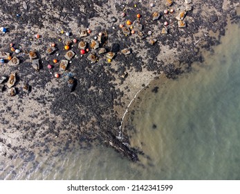 Bouys On The Beach Shore Line Cornwall Uk Multi Coloured 