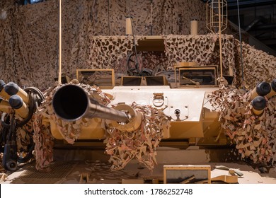 Bovington.Dorset.United Kingdom.February 9th 2020.A Tank With Desert Camouflage Used During The Afghan War Is On Display At The Tank Museum