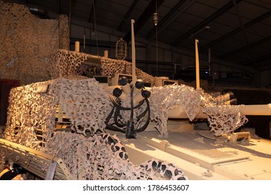 Bovington.Dorset.United Kingdom.February 9th 2020.A Tank With Desert Camouflage Used During The Afghan War Is On Display At The Tank Museum