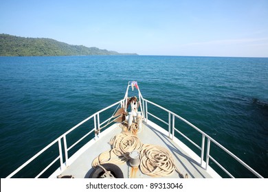 The Bow Of A Boat Into The Sea