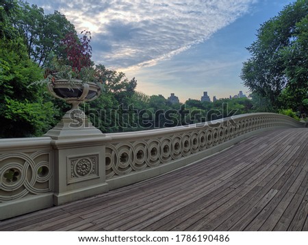Bow bridge, Central Park, New York City in summer earlymorning