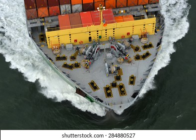 Bow Of Cargo Ship From Above