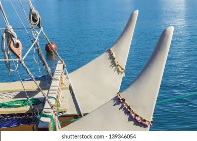 Bow Of The Hokulea, A Polynesian Voyaging Vessel In Hawaii