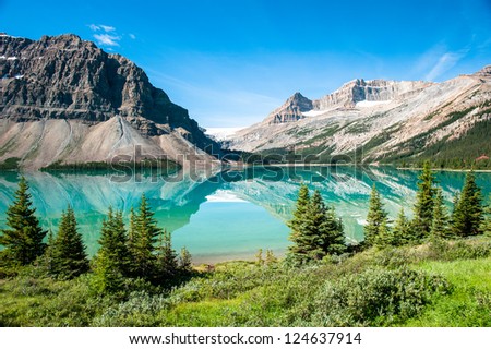 Similar – Image, Stock Photo Bow Lake Panorama at the Icefield Parkway in Banff National Park