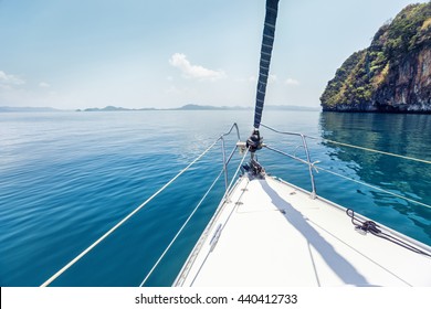 Bow Of The Sail Boat In The Calm Sea