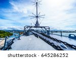 The bow section of the museum battleship USS MIssouri in Pearl Harbor, Hawaii