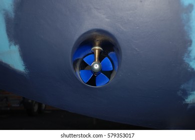 Bow Thruster Freshly Fitted In A Boat's Hull