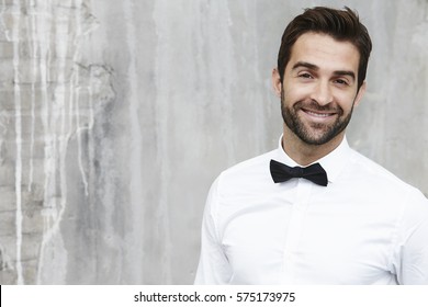 Bow Tie Dude Smiling In White Shirt, Portrait