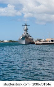 Bow View Of The USS Missouri Battleship In Moored At Pearl Harbor Hawaii