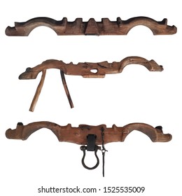 Bow Yoke For Oxen. Wooden beam. Working in pairs. To yoke a pair of oxen - Shutterstock ID 1525535009