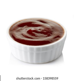 Bowl Of Barbecue Sauce On White Background