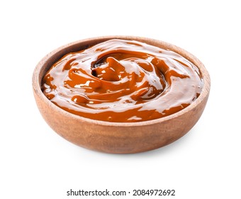 Bowl Of Boiled Condensed Milk On White Background