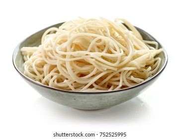 Bowl Of Boiled Spaghetti Pasta Isolated On White Background