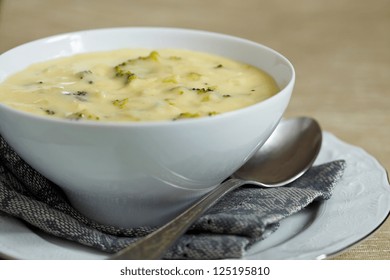 Bowl Of Broccoli And Cheddar Cheese Soup