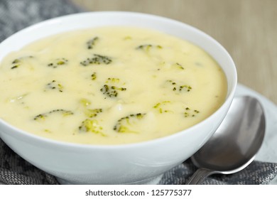 Bowl Of Broccoli And Cheddar Cheese Soup