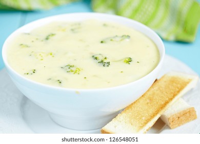 Bowl Of Broccoli And Cheddar Cheese Soup