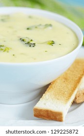 Bowl Of Broccoli And Cheddar Cheese Soup