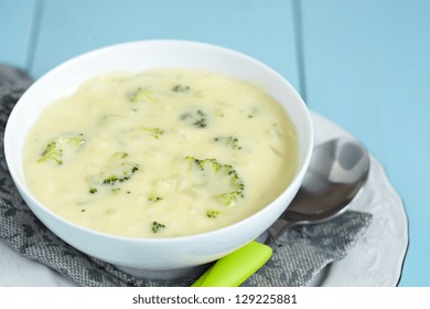 Bowl Of Broccoli And Cheddar Cheese Soup