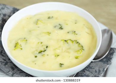 Bowl Of Broccoli And Cheddar Cheese Soup