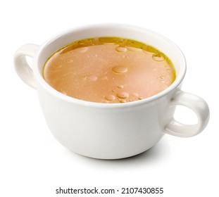 bowl of broth isolated on white background