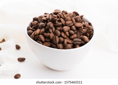 Bowl Of Caffee Beans On A White Background