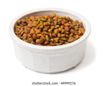 Bowl of cat food with clipping path.