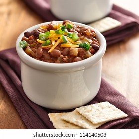 Bowl Of Chili Beef Chili Shot With Selective Focus.