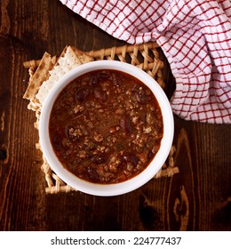 Bowl Of Chili Shot Overhead