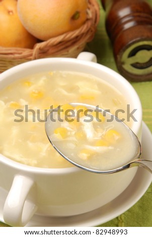 A bowl of Chinese corn soup