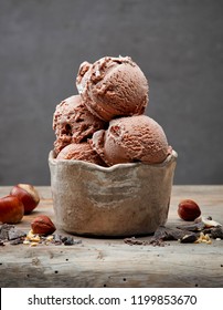 Bowl Of Chocolate And Hazelnut Ice Cream