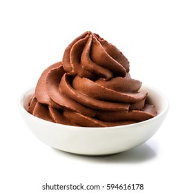 Bowl of chocolate whipped cream isolated on white background with clipping path. Macro. - Powered by Shutterstock