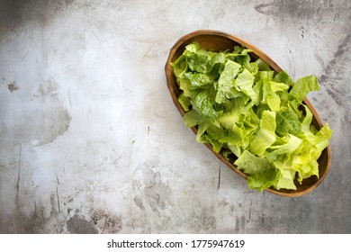 Bowl Of Chopped Romaine Lettuce