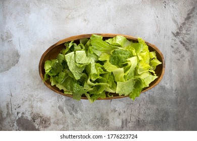 Bowl Of Chopped Romaine Lettuce