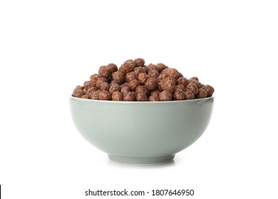 Bowl with corn balls isolated on white background