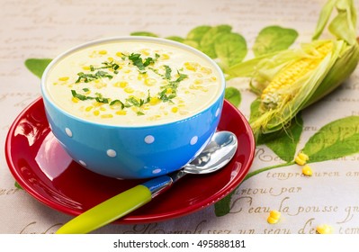 Bowl Of Corn Soup Cream 