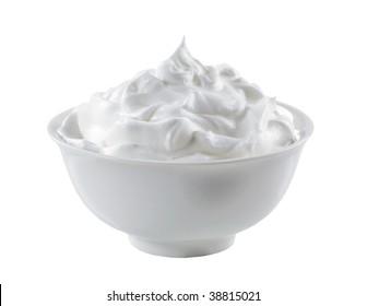 Bowl Of Cream Isolated On White