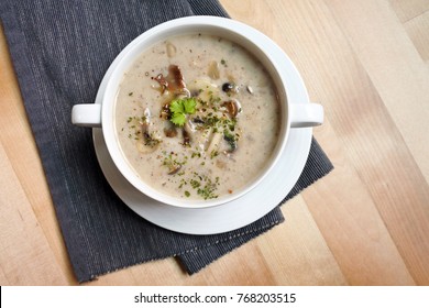 A Bowl Of Creamy Mushroom Soup