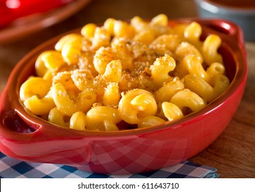 A Bowl Of Delicious Creamy Home Made Mac And Cheese.