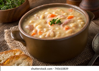 A Bowl Of Delicious Hearty Yellow Split Pea Soup.