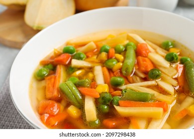 Bowl Of Delicious Turnip Soup, Closeup View