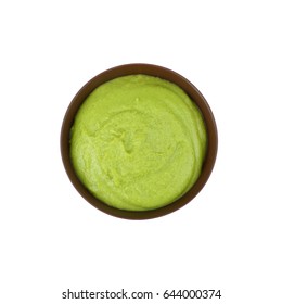 Bowl Of Delicious Wasabi Sauce Isolated On White