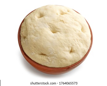 Bowl Of Dough Isolated On White Background